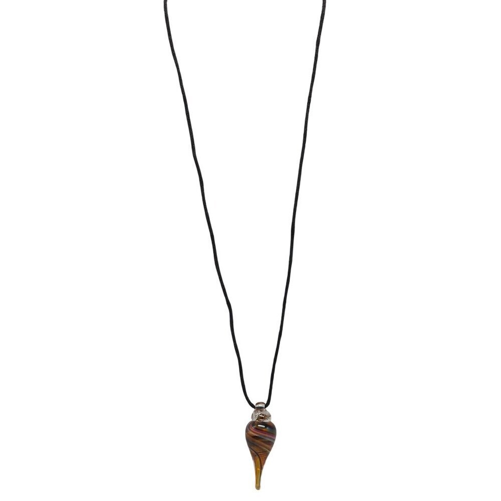 Handmade Artisan Multi-Color Glass Swirl Teardrop Pendant Necklace